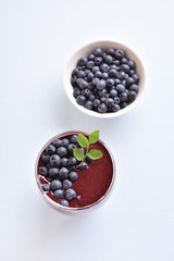 Blueberry smoothie in glass