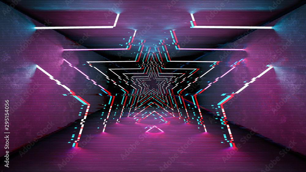 Poster futuristic pattern with glitch digital design. internet technology. abstract pixel light effect. vhs