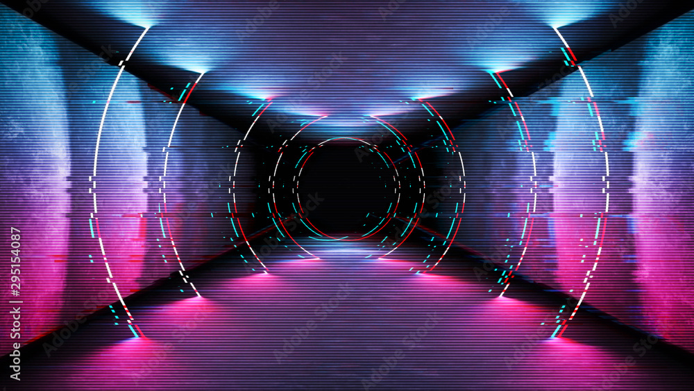 Poster futuristic pattern with glitch digital design. internet technology. abstract pixel light effect. vhs