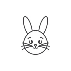 cute rabbit domestic animal head line style icon