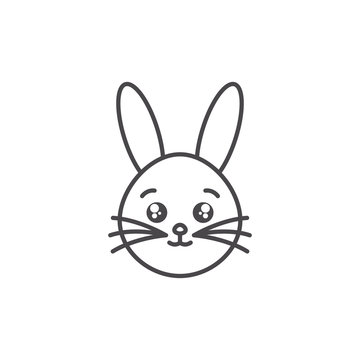 cute rabbit domestic animal head line style icon