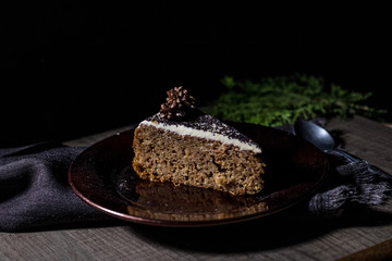 carrot cake on brown plate