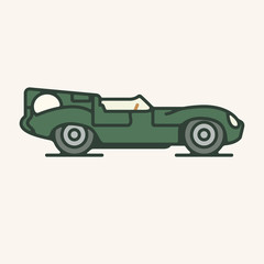 Vector illustration of a vintage green 1950s endurance sports car.