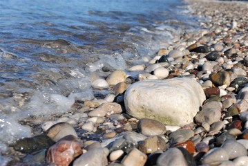 sea stones, sea, bunch,