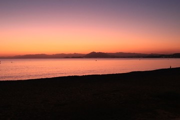 Sunset on La Azohia beach in Cartagena, Murcia
