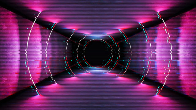 Glitch template, great design for data flow illustration. Computer screen error with Vhs glitch.