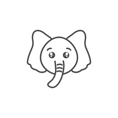 cute elephant wild animal line style icon