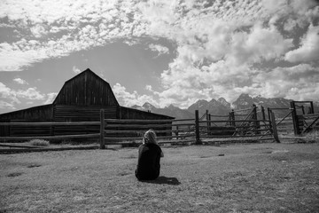 Mormon barn by the mountain - 295154692