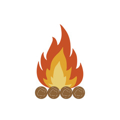 Bonfire Burning On Firewood In The Camp, Camping And Hiking Outdoor Tourism Related Item Isolated Vector Illustration