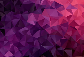 Dark Purple, Pink vector shining triangular backdrop.