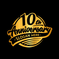 10 years anniversary design template. Ten years logo. Vector and illustration. 