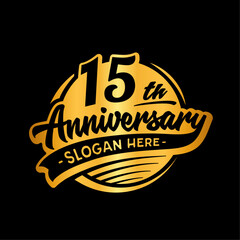 15 years anniversary design template. Fifteen years logo. Vector and illustration. 