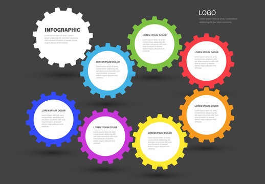 Info Chart Layout with Colorful Gear Elements