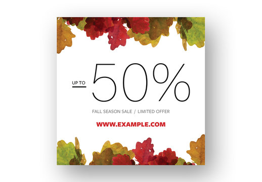 Square Card Layout with Autumn Imagery