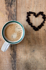 Coffee beans and heart sign 