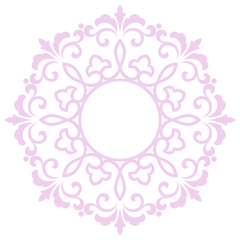 Decorative frame Elegant vector element for design in Eastern style, place for text. Floral pink border. Lace illustration for invitations and greeting cards