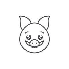 cute wild pig woodland animal line style icon