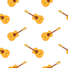 Acoustic guitar. String instruments seamless pattern. Musical Festival
