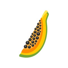 Piece of papaya icon. Flat illustration of piece of papaya vector icon for web design