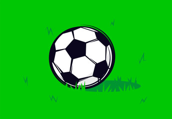Obraz premium Vector illustration of a football ball on a football field, lawn