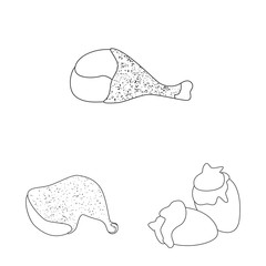 Vector illustration of food and grilled icon. Collection of food and bird stock vector illustration.