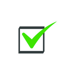 green check mark in black box vector illustration