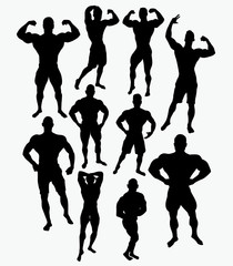  male bodybuilders vector silhouette