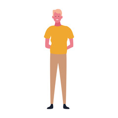 cartoon man standing icon, flat design