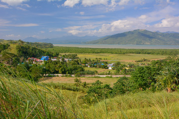 Fototapeta na wymiar Village ib asia from distance