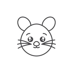 cute mouse domestic animal head line style icon