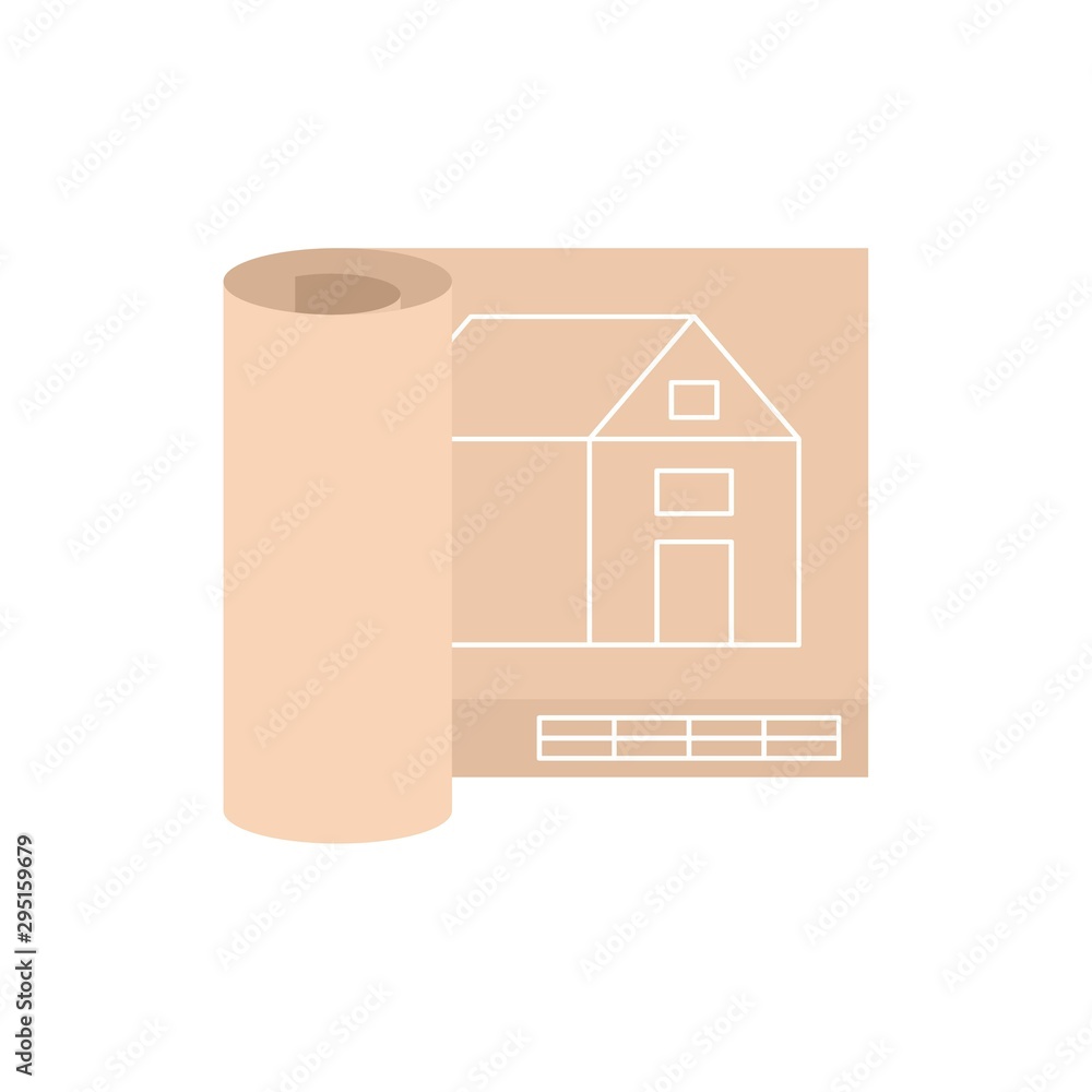 Poster architect house project icon. flat illustration of architect house project vector icon for web desig