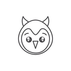 cute owl bird animal line style icon