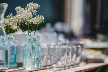 Summer table with glass for party, concept catering service