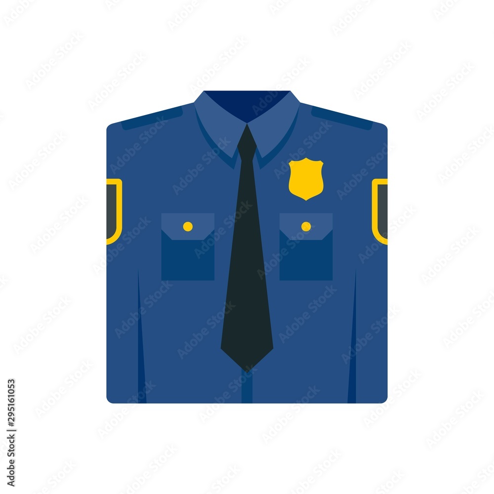 Poster police uniform icon. flat illustration of police uniform vector icon for web design