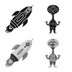 Vector design of astronomy and technology sign. Collection of astronomy and sky stock symbol for web.