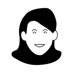 Cartoon woman smiling icon, flat design