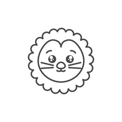 cute lion wild animal line style icon