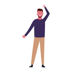 Excited man standing icon, flat design