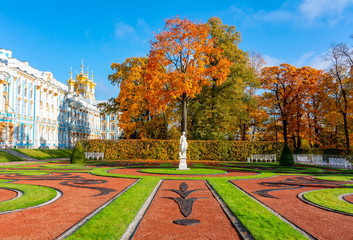 Catherine palace and park in autumn foliage, Tsarskoe Selo (Pushkin)
