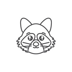 cute raccoon woodland animal line style icon