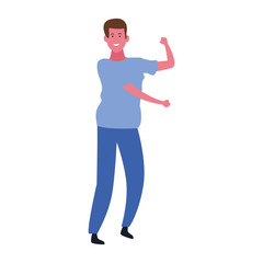 cartoon happy man dancing, flat design