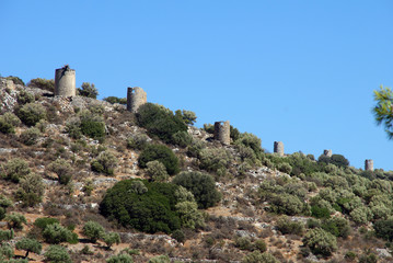 Fototapeta na wymiar ancient stone greek mills in crete
