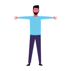 cartoon man with open arms icon, flat design