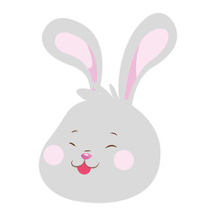 Cartoon Rabbit showing the tongue, flat design