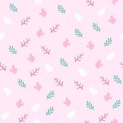 Wild animals vector seamless pattern with squirrel in the forest. Retro style background, cute vintage template for wrapping paper, web design, patchwork, sewing or sheet fabric