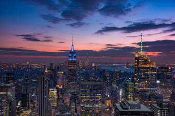 New York Manhattan Skyline at Sunset