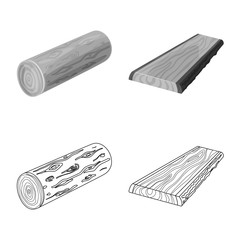 Vector illustration of tree and raw sign. Set of tree and construction stock vector illustration.