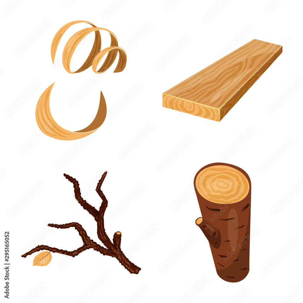 Sticker Vector design of signboard and wood sign. Collection of signboard and wooden stock symbol for web.