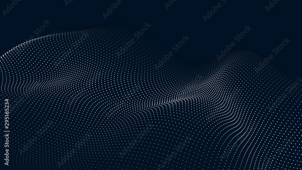 Poster Abstract digital wave of particles. Futuristic point wave. Technology background vector. Vector illustration