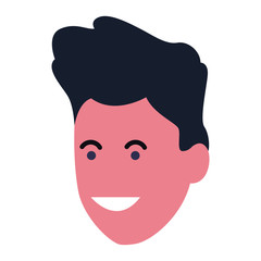 happy man face icon, flat colorful design